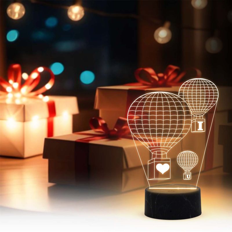3D Illusion I love U air Balloon Acrylic Led Night lamp Warm White Colour  Kids Room Decor Light